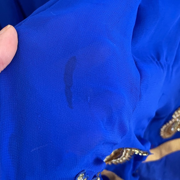 Blue Indian Salwar Suit with Matching Churidaar Pants and Dupatta - Picture 5 of 5